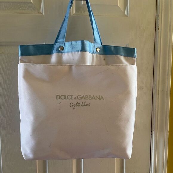 Dolce &Gabbana light Blue large tote bag white and blue with silver prints - Picture 3 of 15